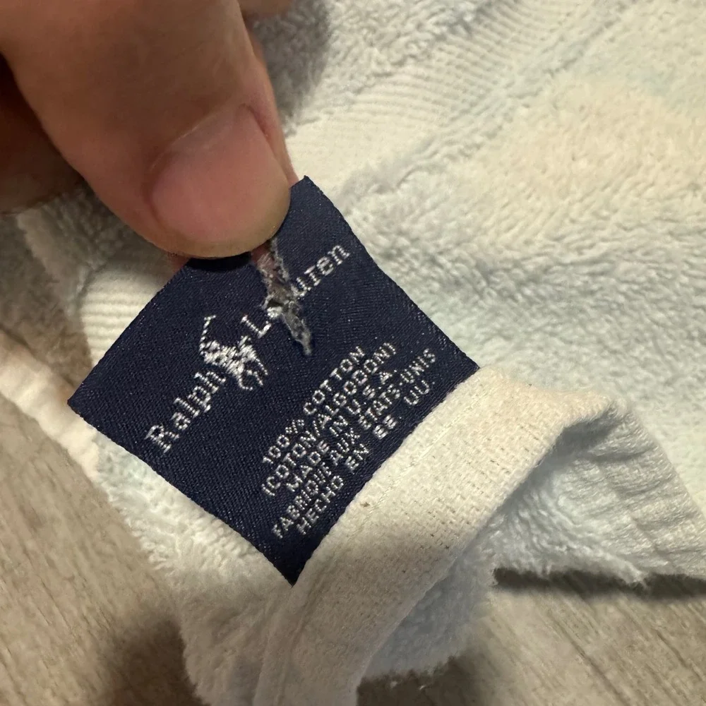 Vintage Ralph Lauren Sport Polo Bear Tennis Beach Towel White Cotton 34x64